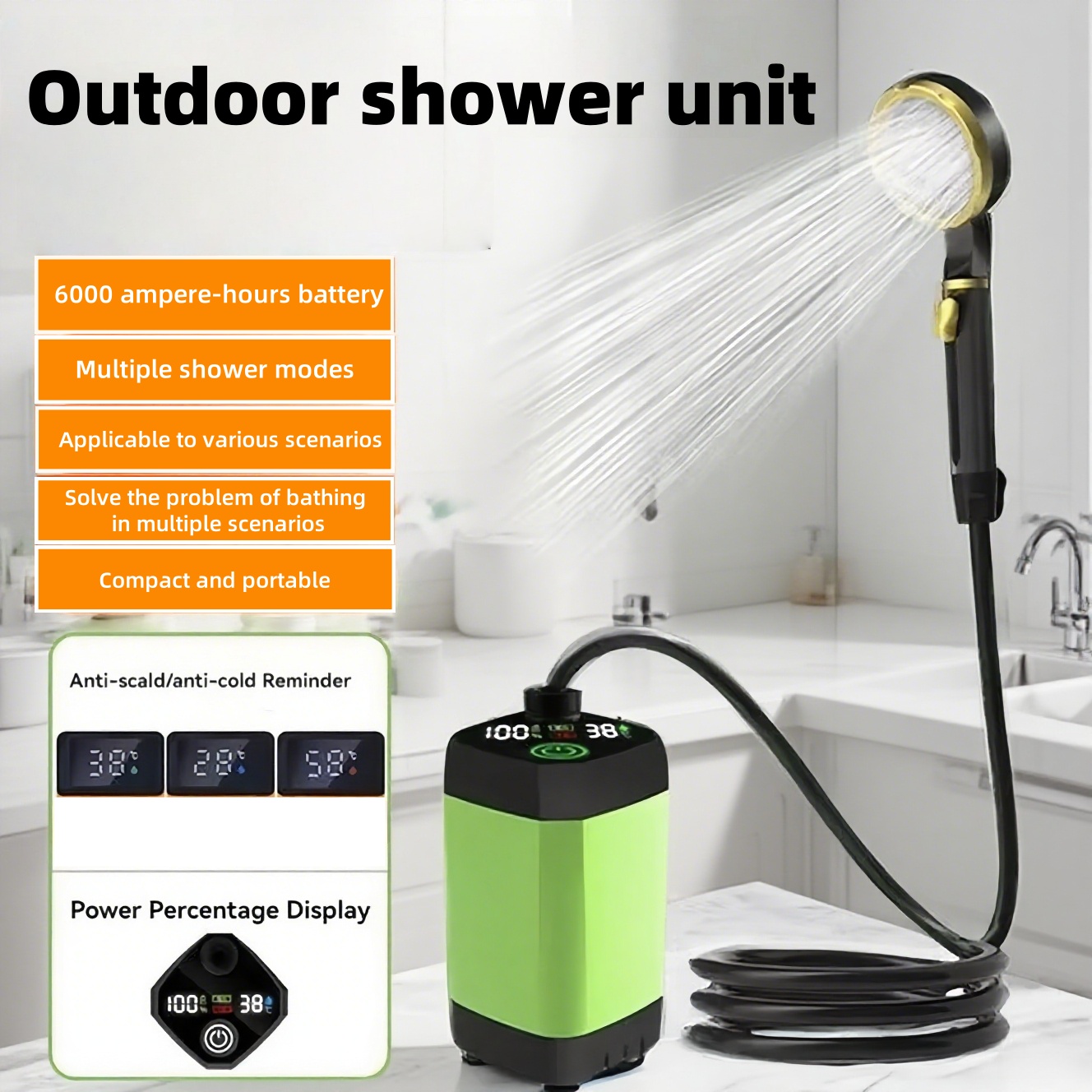 Outdoor Camping Accessories - وحدة استحمام كهربائية محمولة للاستخدام الخارجي،