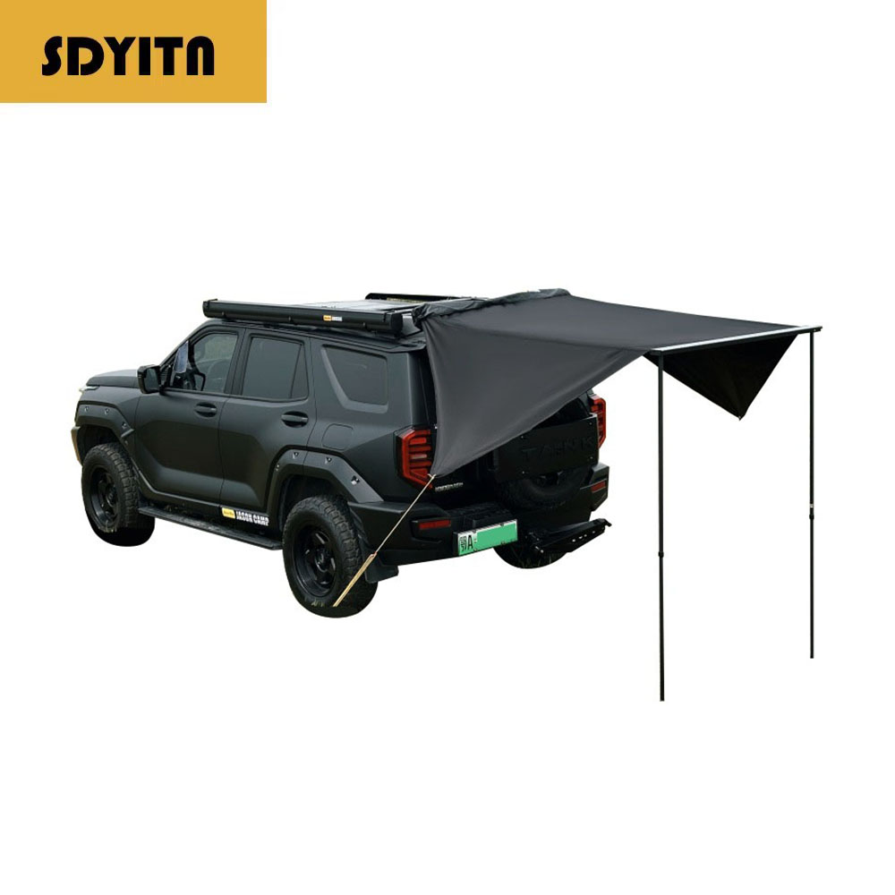 Outdoor Camping Car Tail Tent - سبائك الألومنيوم الأسود مزدوجة الجناح العلوي