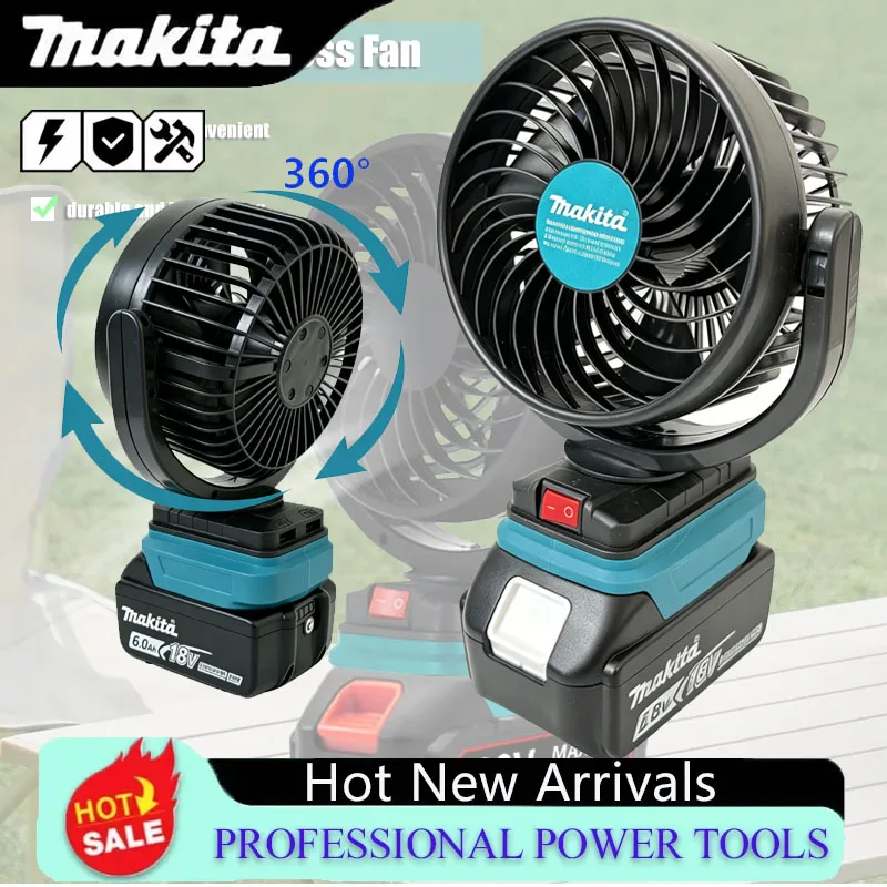 Outdoor Camping Fan - مروحة ماكيتا لاسلكية قابلة لإعادة الشحن،
