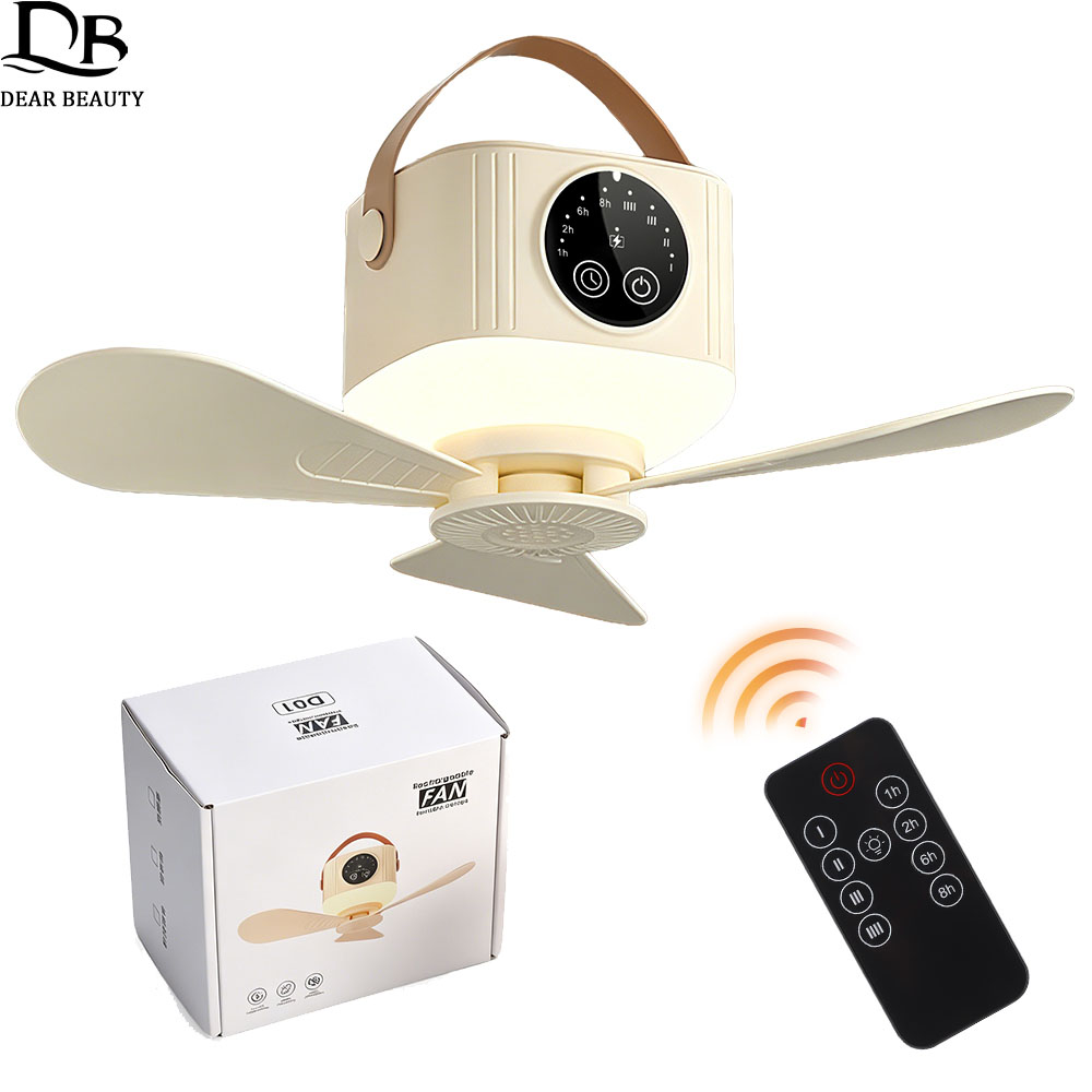Outdoor Camping Fan - مروحة سقف لاسلكية مع إضاءة وجهاز