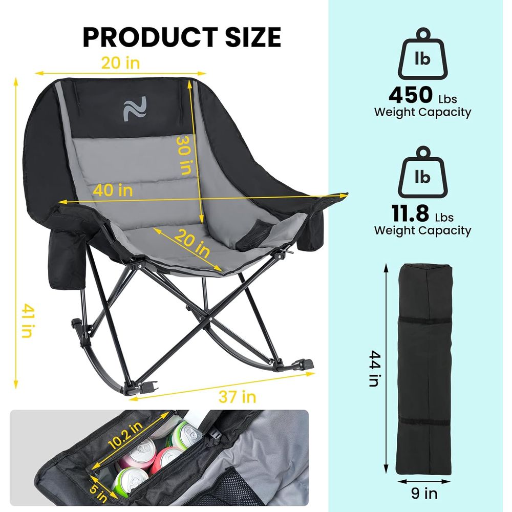 كرسي هزاز محمول للاستخدام الخا - مراجعة Outdoor Camping Rocking Chair وسعره