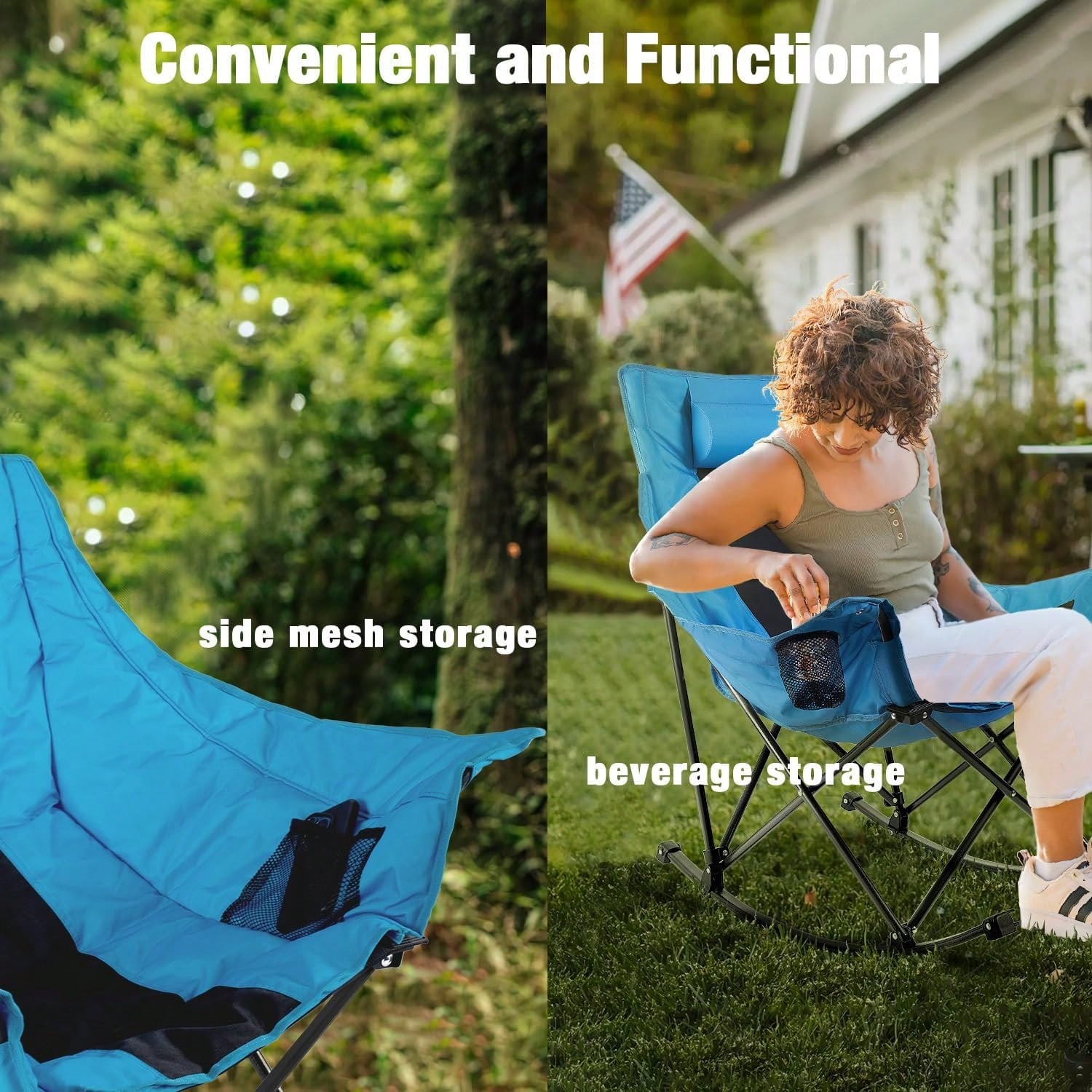 كرسي تخييم قابل للطي للاستخدام - مراجعة Outdoor Camping Rocking Chair وسعره
