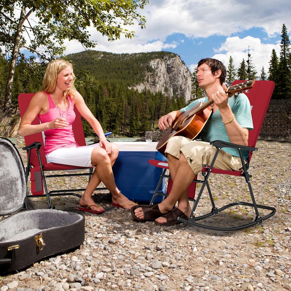 كرسي هزاز خارجي كبير الحجم مبط - مراجعة Outdoor Camping Rocking Chair وسعره