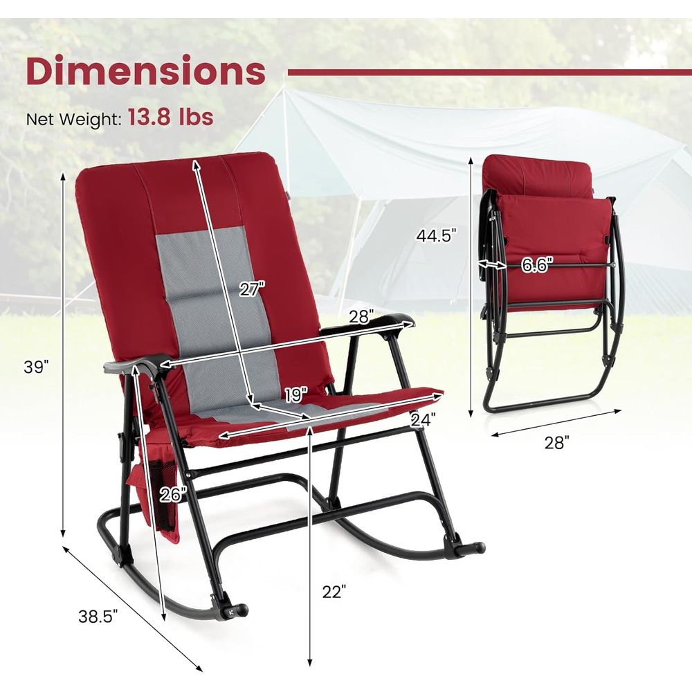 كرسي هزاز خارجي كبير الحجم مبط - مراجعة Outdoor Camping Rocking Chair وسعره