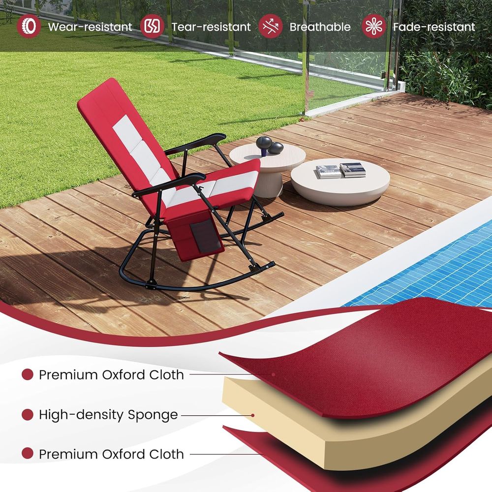 كرسي هزاز خارجي كبير الحجم مبط - مراجعة Outdoor Camping Rocking Chair وسعره