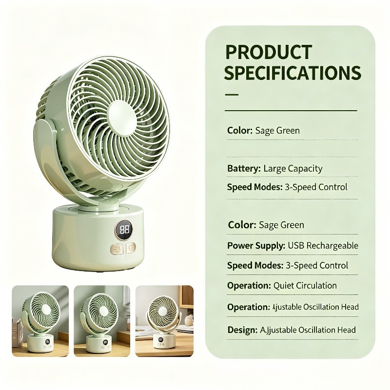 مروحة صغيرة قابلة للشحن عبر US - مراجعة Outdoor Camping Fan وسعره